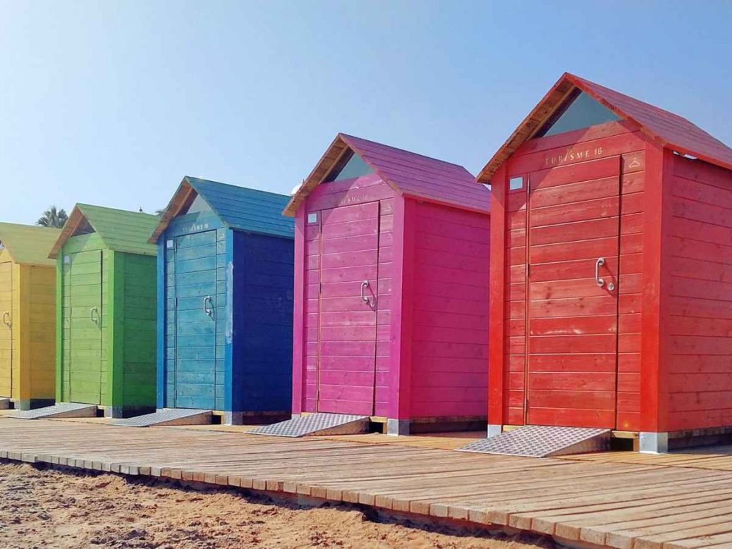 Row of coloured beach huts